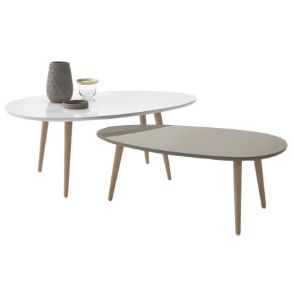 Konferenčné stolíky – DOBLO, Biela/sivá