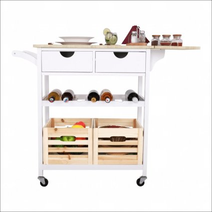 Servírovací stolík – PASSAT, Biela/prírodná