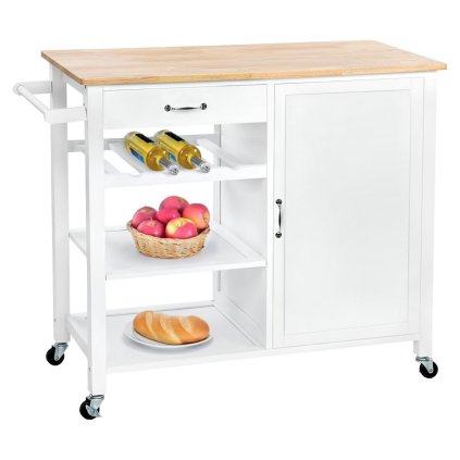 Servírovací stolík – ROBINS, Biela/prírodná