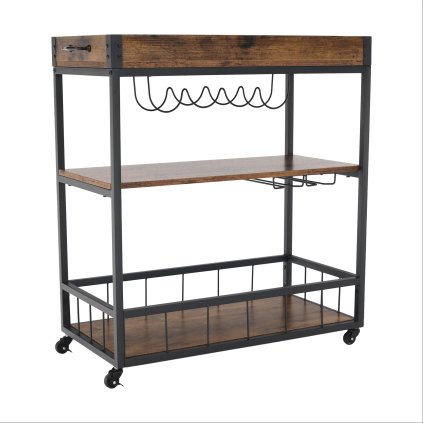 Servírovací stolík – SILVIUS, Dub/čierna