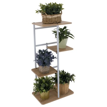 Stojan na kvety – LEDOR, Biela/dub sonoma