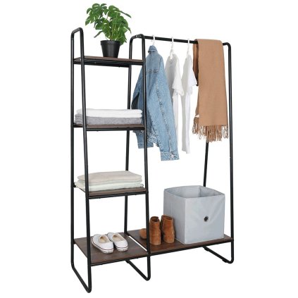 Stojan na šaty – ROBYN, Čierna/orech