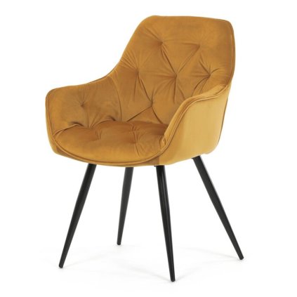 DCH 421%20YEL4 Jedalenska stolicka FERRI Zlta zamatova latka 1