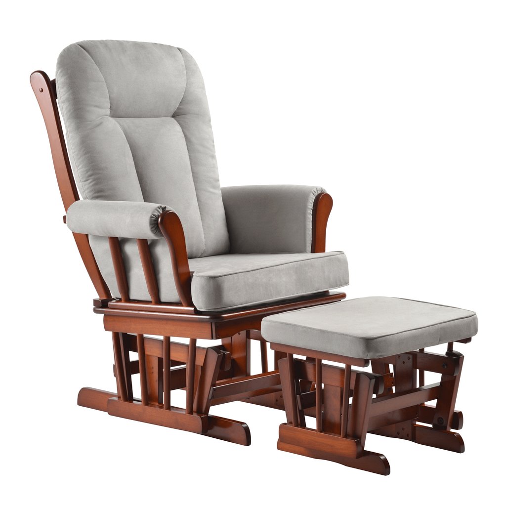 Hojdacie kreslo s podnožkou - SAFORD, Sivá látka