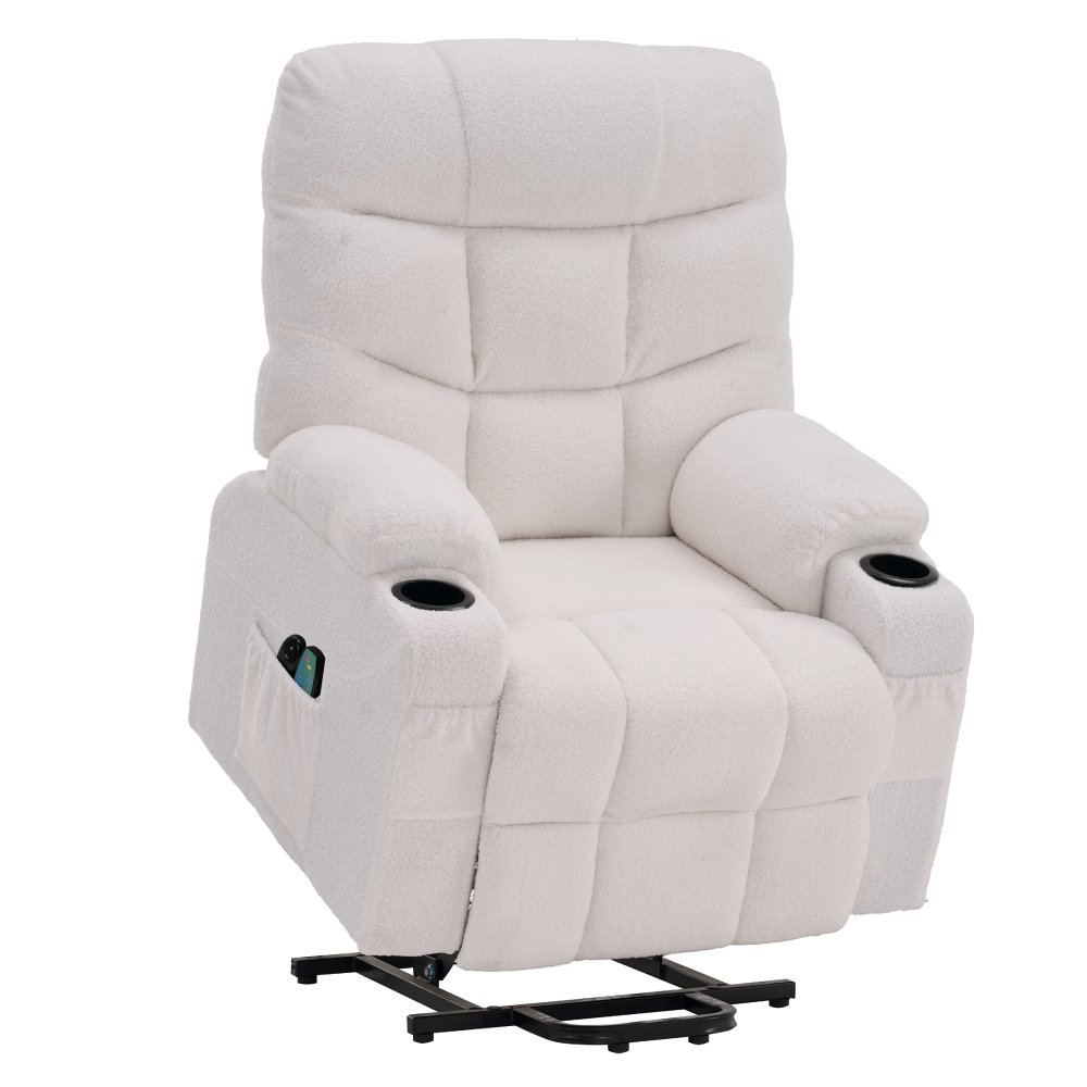 Masážne polohovacie kreslo - HUDSON, Biela látka