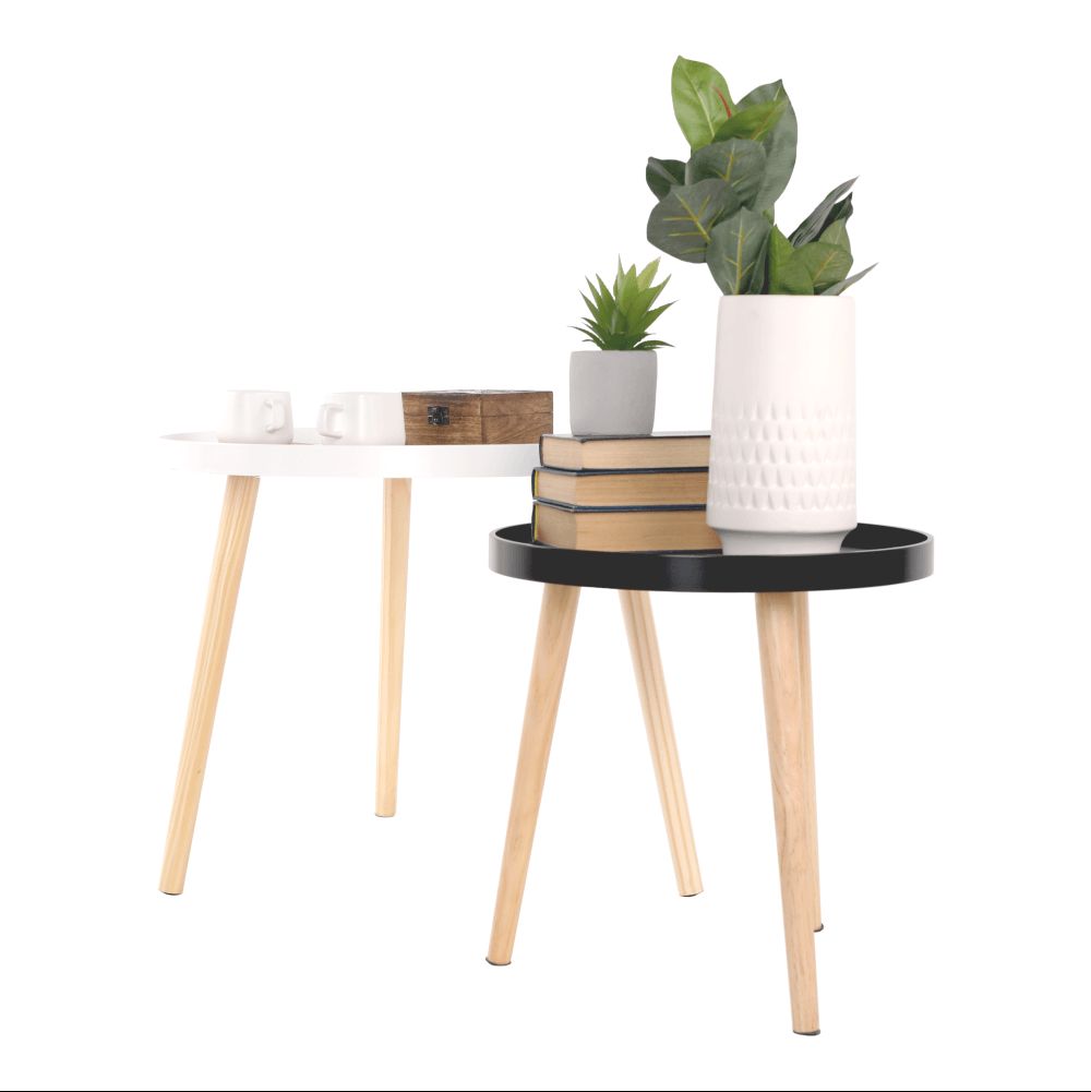 Príručný stolík - ANSE, Čierna/prírodná