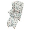 Ušiakové kreslo s taburetom - ASTRID, Vzor ruža – detail 11