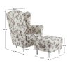 Ušiakové kreslo s taburetom - ASTRID, Vzor ruža – detail 12