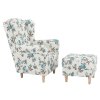 Ušiakové kreslo s taburetom - ASTRID, Vzor ruža – detail 7