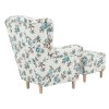 Ušiakové kreslo s taburetom - ASTRID, Vzor ruža – detail 8