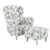 Ušiakové kreslo s taburetom - ASTRID, Vzor ruža