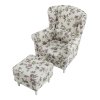 Ušiakové kreslo s taburetom - ASTRID, Vzor ruža2 – detail 6