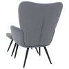Ušiakové kreslo s podnožkou - HABEN, Sivá zamatová látka – detail 2