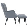Ušiakové kreslo s podnožkou - HABEN, Sivá zamatová látka – detail 3