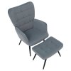 Ušiakové kreslo s podnožkou - HABEN, Sivá zamatová látka – detail 4