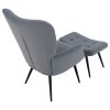Ušiakové kreslo s podnožkou - HABEN, Sivá zamatová látka – detail 8