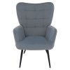 Ušiakové kreslo s podnožkou - HABEN, Sivá zamatová látka – detail 9