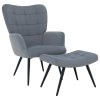 Ušiakové kreslo s podnožkou - HABEN, Sivá zamatová látka