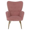 Ušiakové kreslo s podnožkou - HABEN, Ružová zamatová látka – detail 11