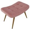 Ušiakové kreslo s podnožkou - HABEN, Ružová zamatová látka – detail 14