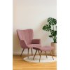 Ušiakové kreslo s podnožkou - HABEN, Ružová zamatová látka – detail 1
