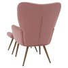 Ušiakové kreslo s podnožkou - HABEN, Ružová zamatová látka – detail 3