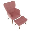 Ušiakové kreslo s podnožkou - HABEN, Ružová zamatová látka – detail 4
