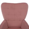 Ušiakové kreslo s podnožkou - HABEN, Ružová zamatová látka – detail 6