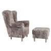 Ušiakové kreslo s taburetom - ASTRID, Vzor vintage – detail 2