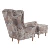 Ušiakové kreslo s taburetom - ASTRID, Vzor vintage – detail 3