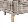 Ušiakové kreslo s taburetom - ASTRID, Vzor hnedé karo – detail 8