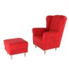 Ušiakové kreslo s taburetom - ASTRID, Červená látka – detail 11