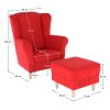 Ušiakové kreslo s taburetom - ASTRID, Červená látka – detail 1