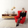 Ušiakové kreslo - CHARLOT, Červená látka – detail 16