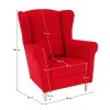 Ušiakové kreslo - CHARLOT, Červená látka – detail 1