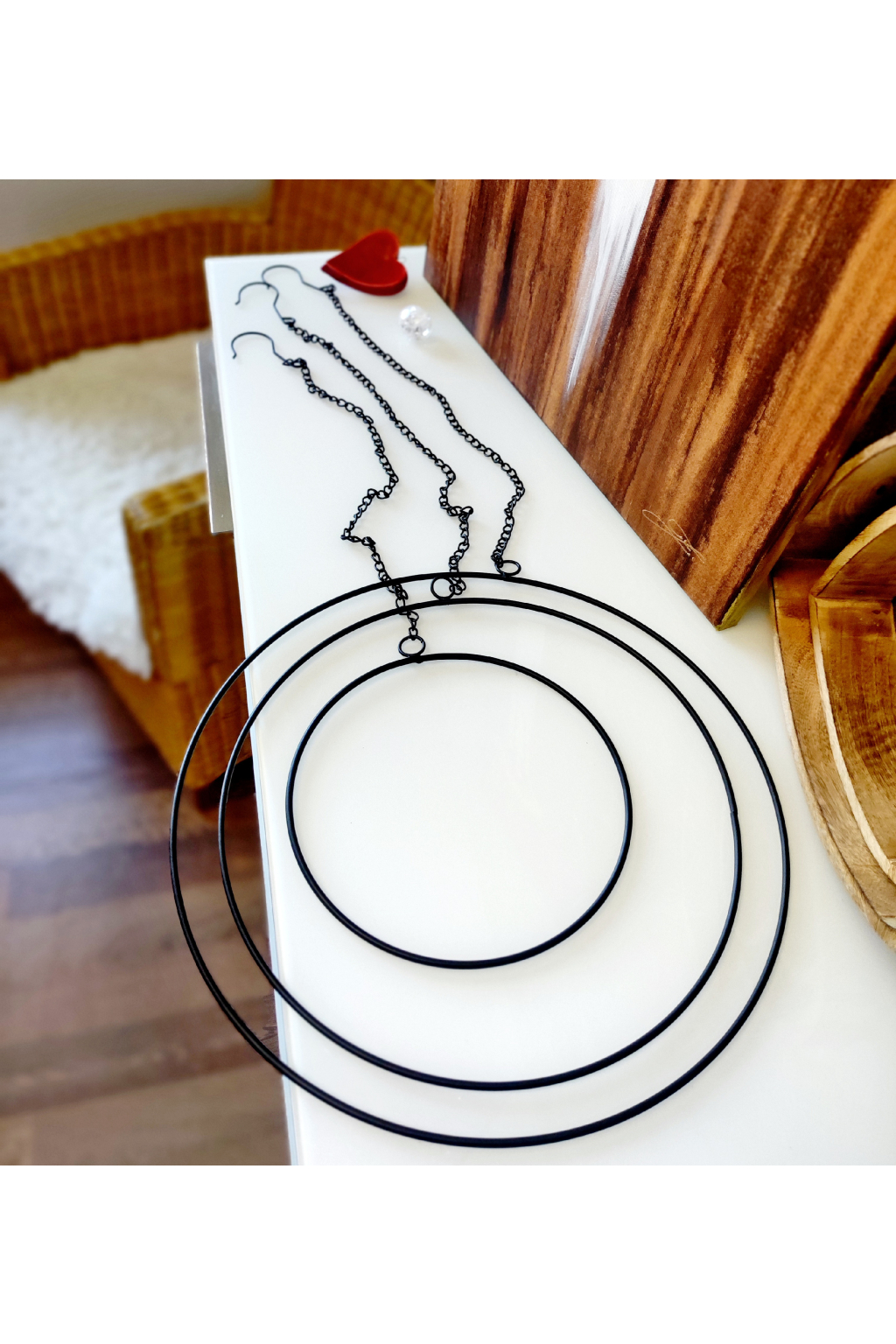 Kovové kružnice s řetízkem černé set 3ks