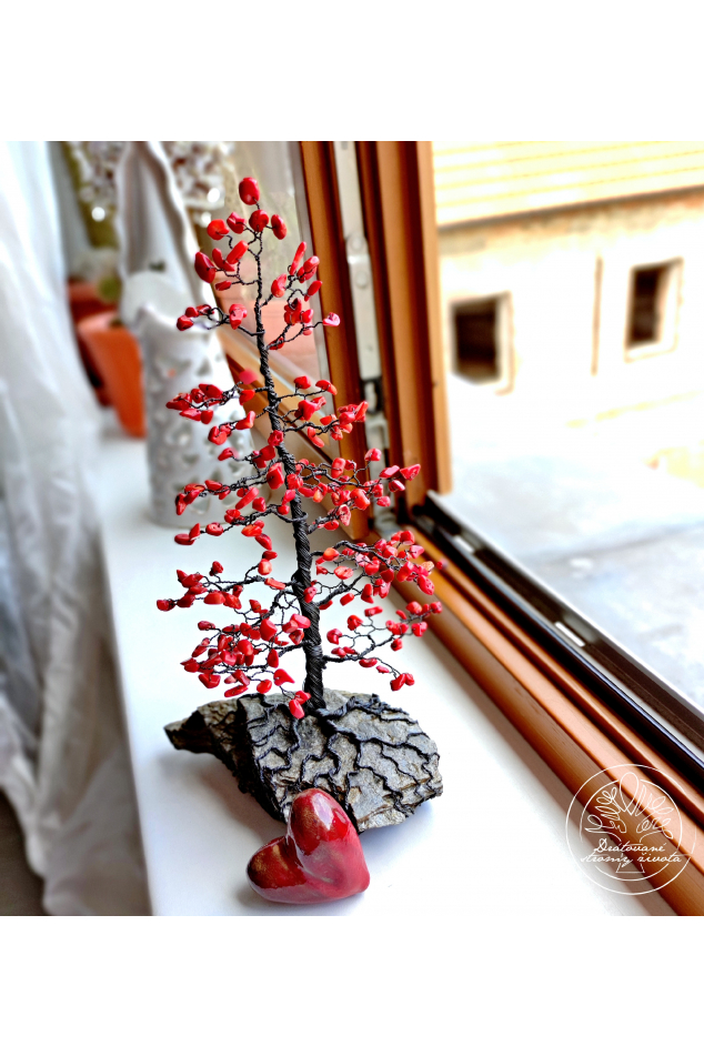 Strom na kameni Bonsai - Červený korál Ochránce 35cm