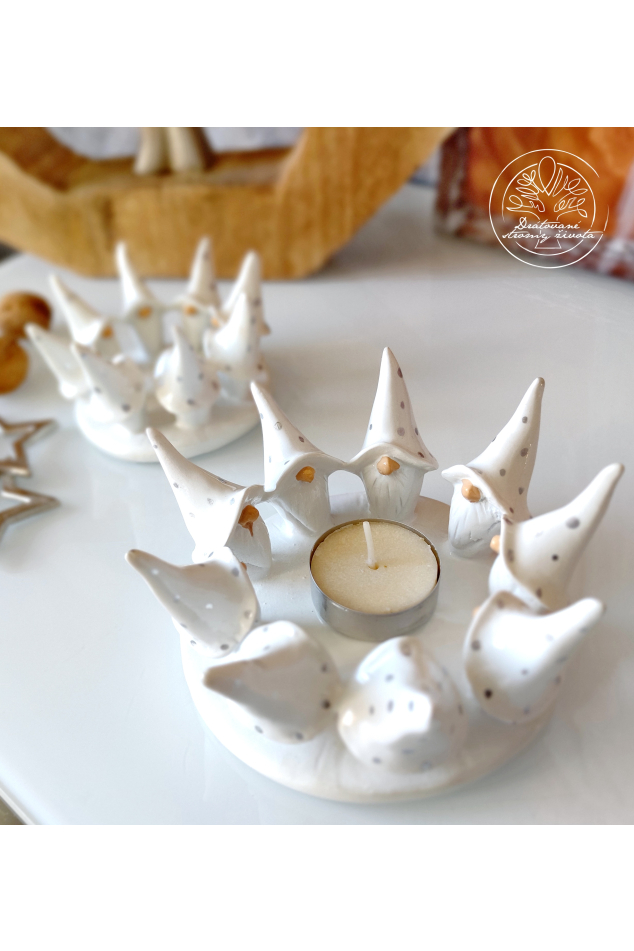 Skřítci severští  - svícen bílý 13,5cm