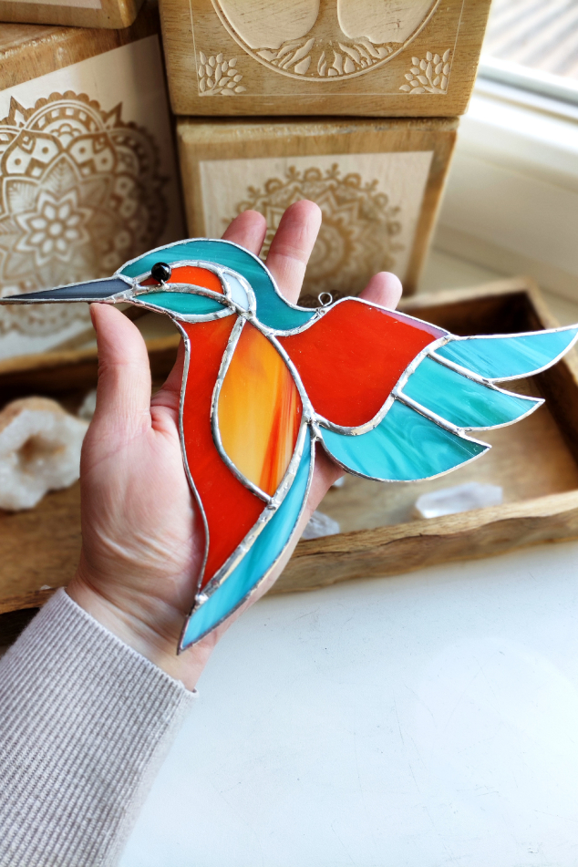 Tiffany ledňáček - posel světla, radosti a naděje 20cm