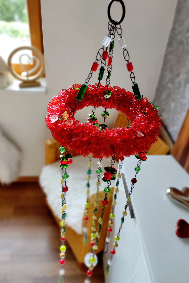 Drátovaná korálková zvonkohra feng shui - Vánoční čas 18x85m