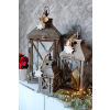Lucerna dřevěná domeček s hvězdami - set 3ks