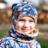 vzorovaná čiapka modrá lesné zvieratká béžové (3)