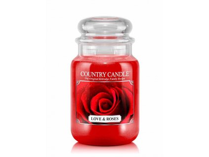 Country Candle Love & Roses vonná sviečka veľká 2-knôtová (652 g)