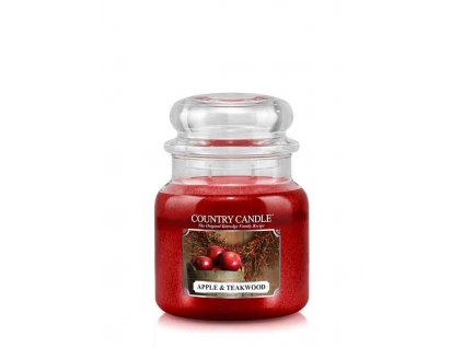 Country Candle Apple & Teakwood vonná sviečka stredná 2-knôtová (453 g)