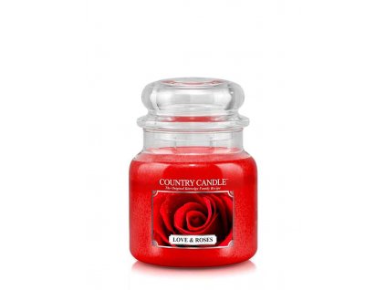 Country Candle Love & Roses vonná sviečka stredná 2-knôtová (453 g)