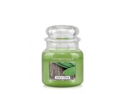 Country Candle Sage & Cedar vonná sviečka stredná 2-knôtová (453 g)