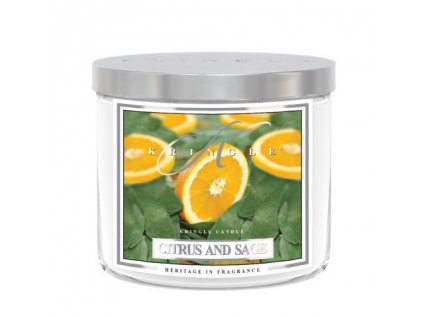 Kringle Candle TUMBLER Citrus and Sage vonná sviečka stredná 2-knôtová (411 g)