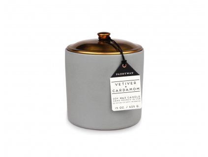 Paddywax HYGGE GREY VETIVER + CARDAMOM 3-knôtová vonná sviečka (15oz / 425g)