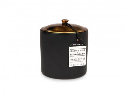 Paddywax HYGGE BLACK BERGAMONT + MAHOGANY 3-knôtová vonná sviečka (15oz / 425g)