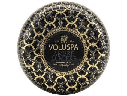 Voluspa Maison Noir 2 wick Maison Metallo Candle Ambre Lumiere